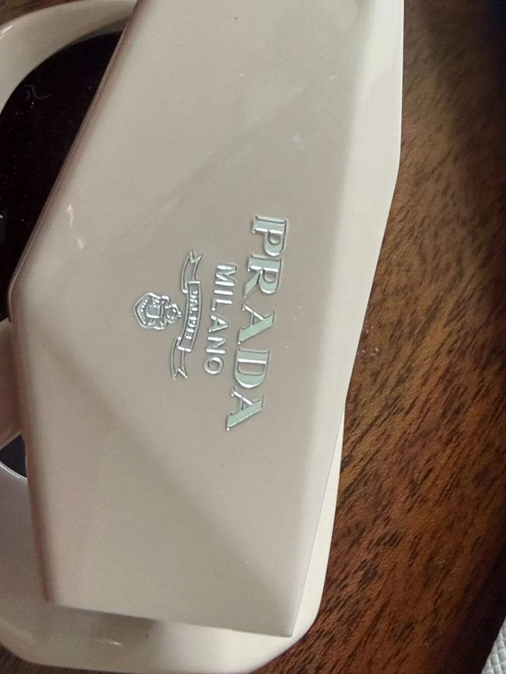 Prada Rectangle Acetate Beige Sunglasses